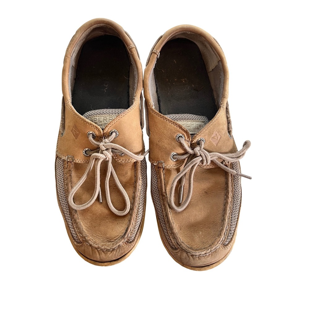 Sperry Top-Sider Billfish Tan Leather Mesh Boat Shoes Mens 10M, Classic, Neutral